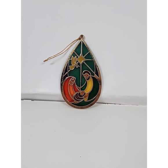 Holy Family Nativity Suncatcher Joseph Mary Jesus Christmas Ornament Gold Tone - Picture 4 of 4